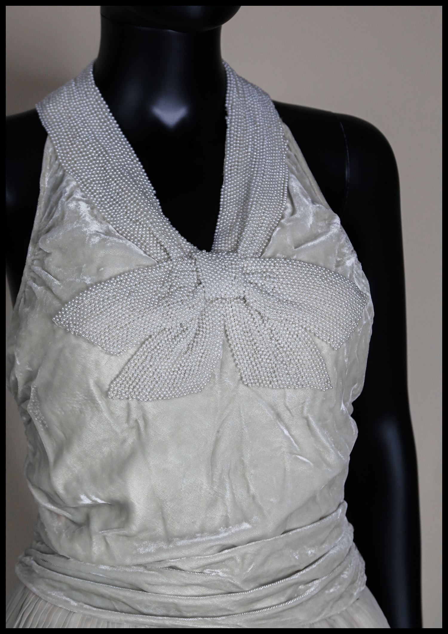 Vintage 1930s Silk Velvet Beaded Bow Top