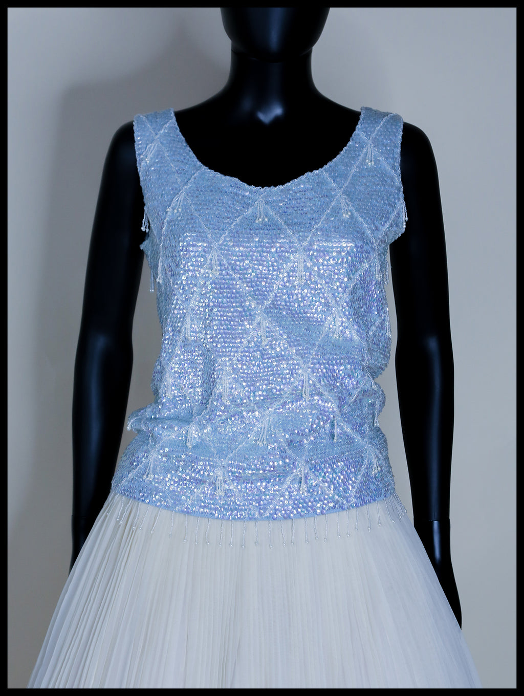Vintage 1950s Blue Sequin Top