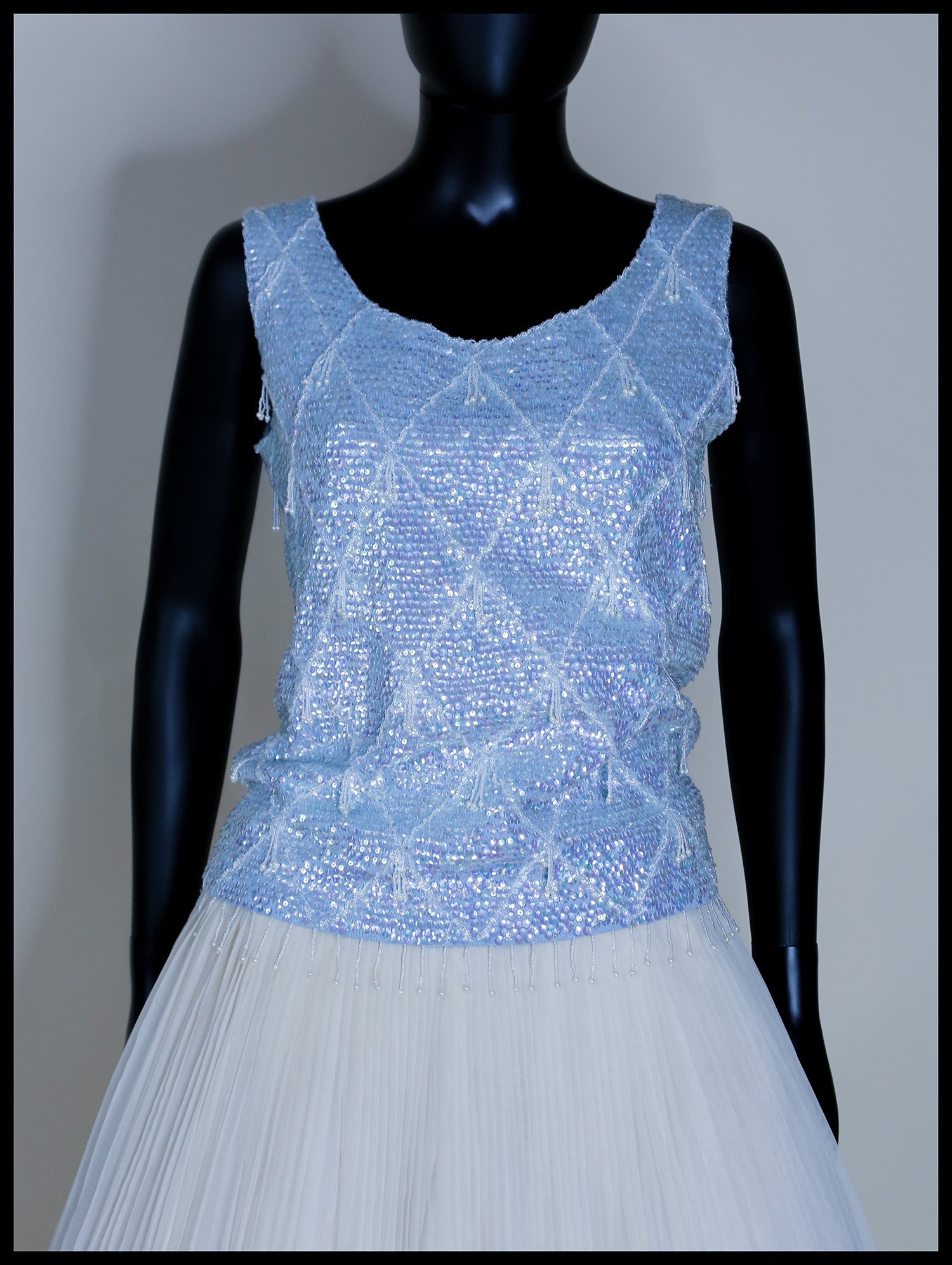 Vintage 1950s Blue Sequin Top