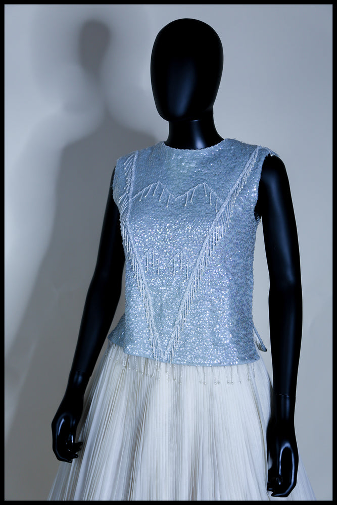 Vintage 1960s Blue Sequin Top