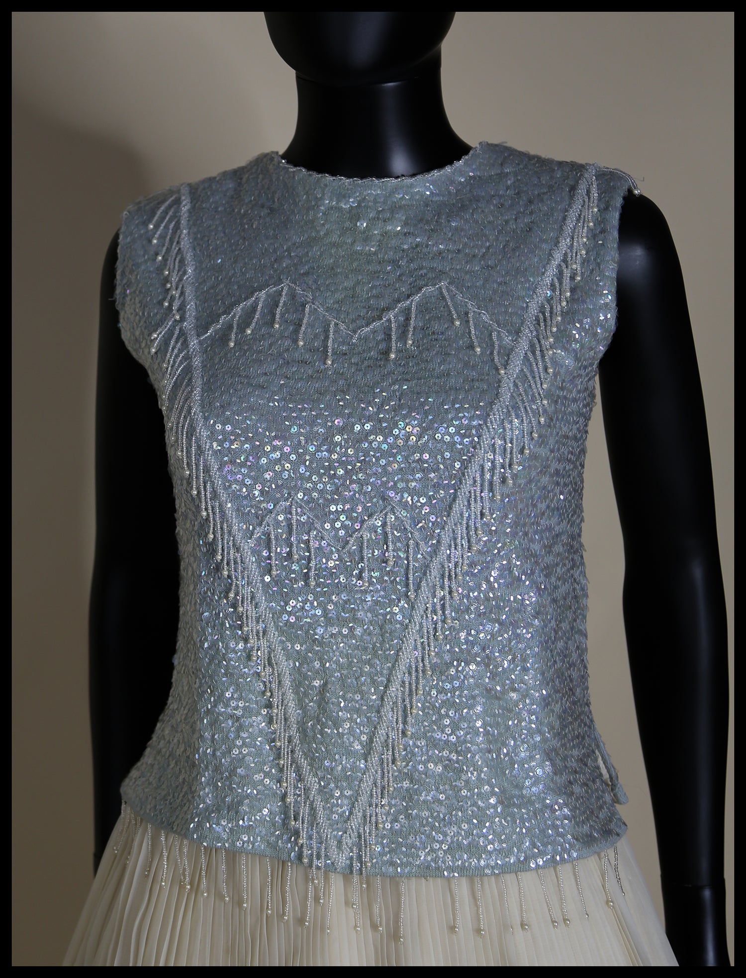 Vintage 1960s Blue Sequin Top