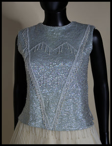 Vintage 1960s Blue Sequin Top