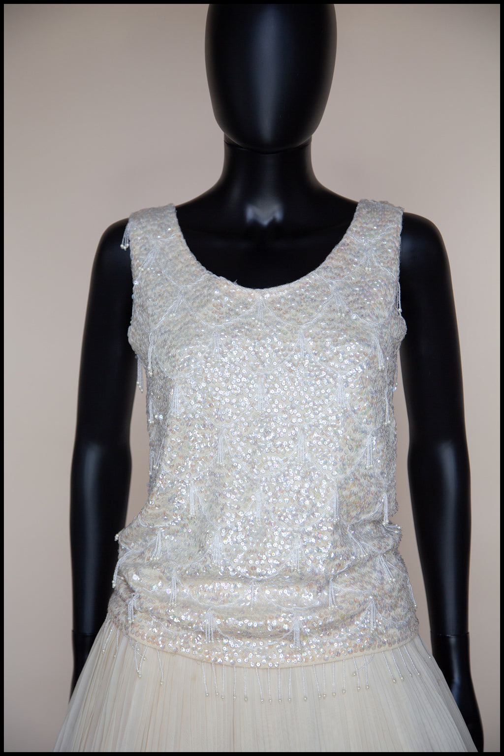 Vintage 1960s Ivory Pearl Beaded Top