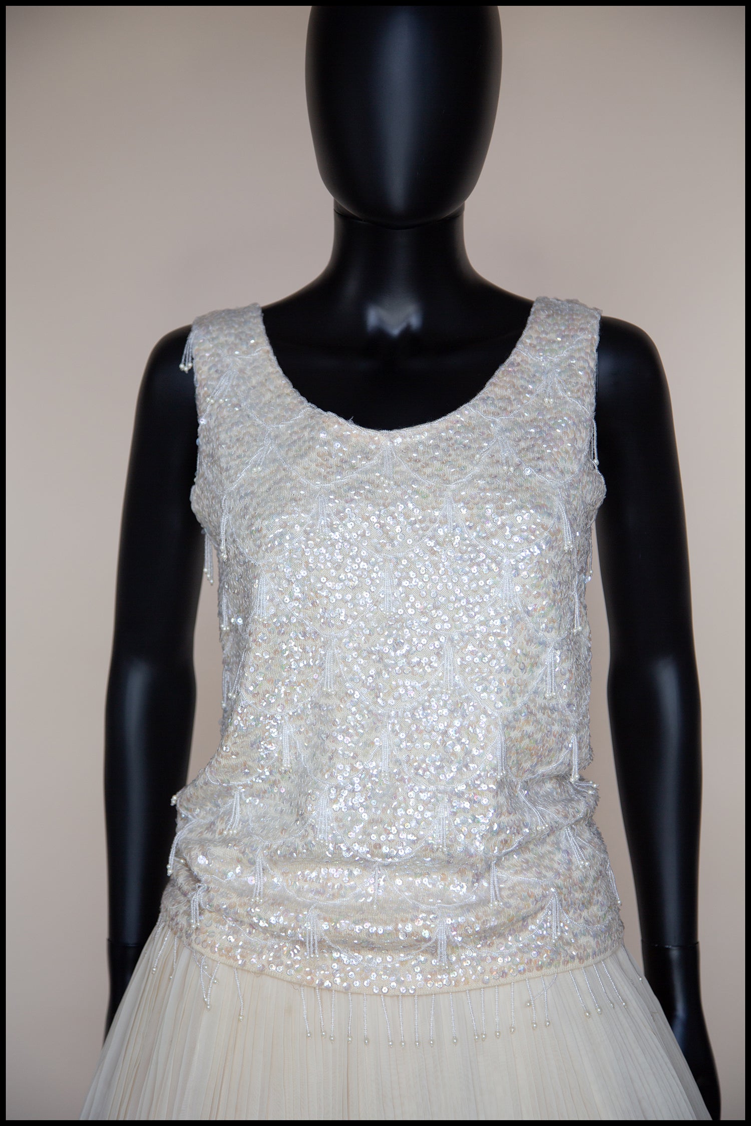 Vintage 1960s Ivory Pearl Beaded Top