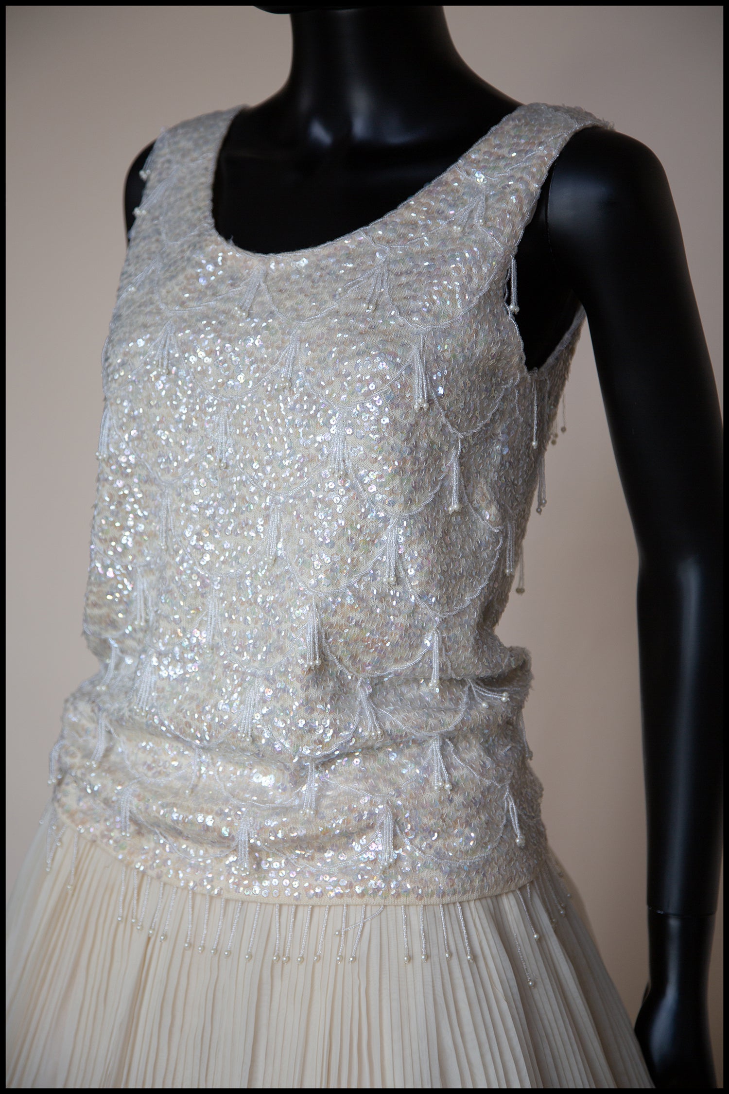 Vintage 1960s Ivory Pearl Beaded Top