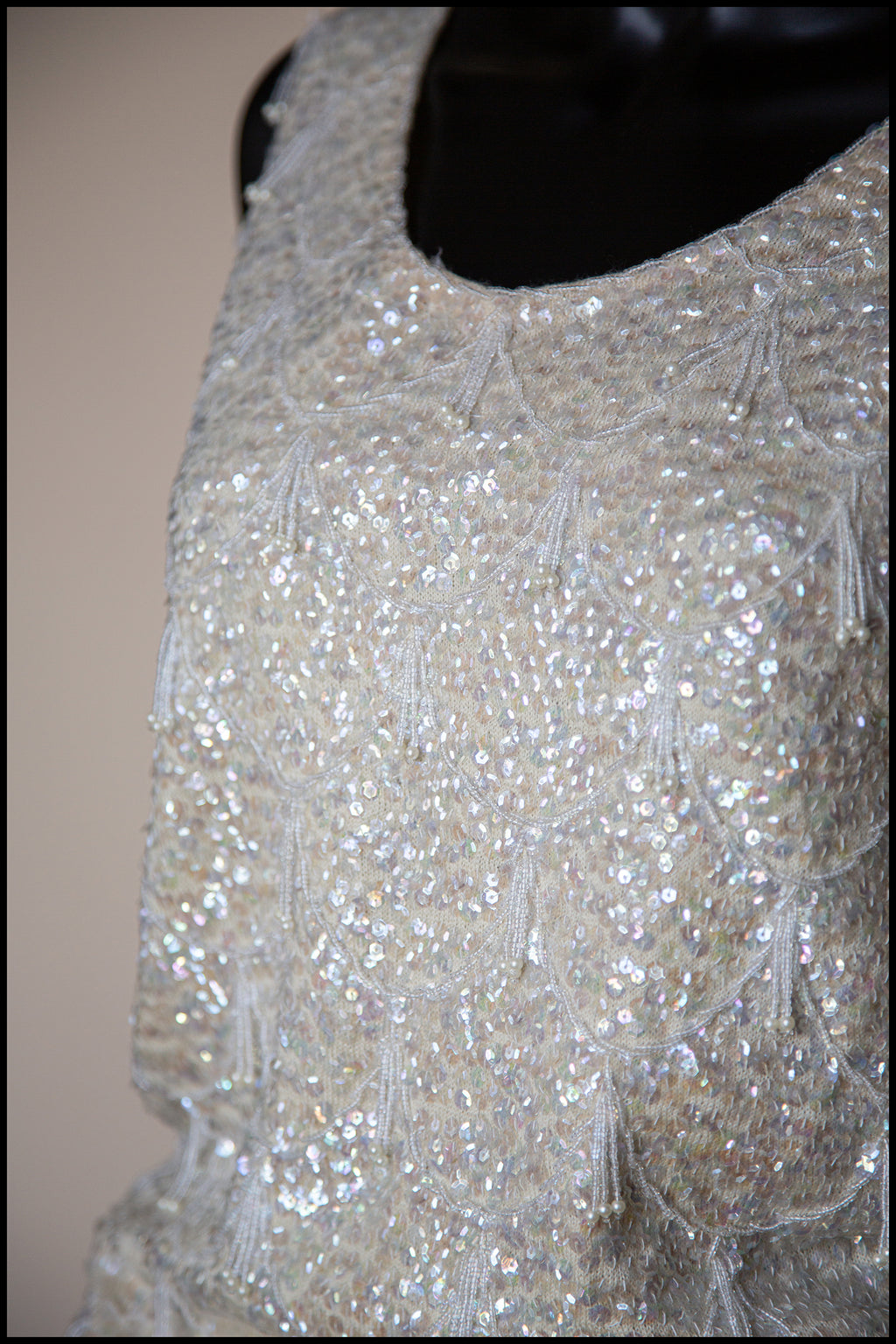 Vintage 1960s Ivory Pearl Beaded Top