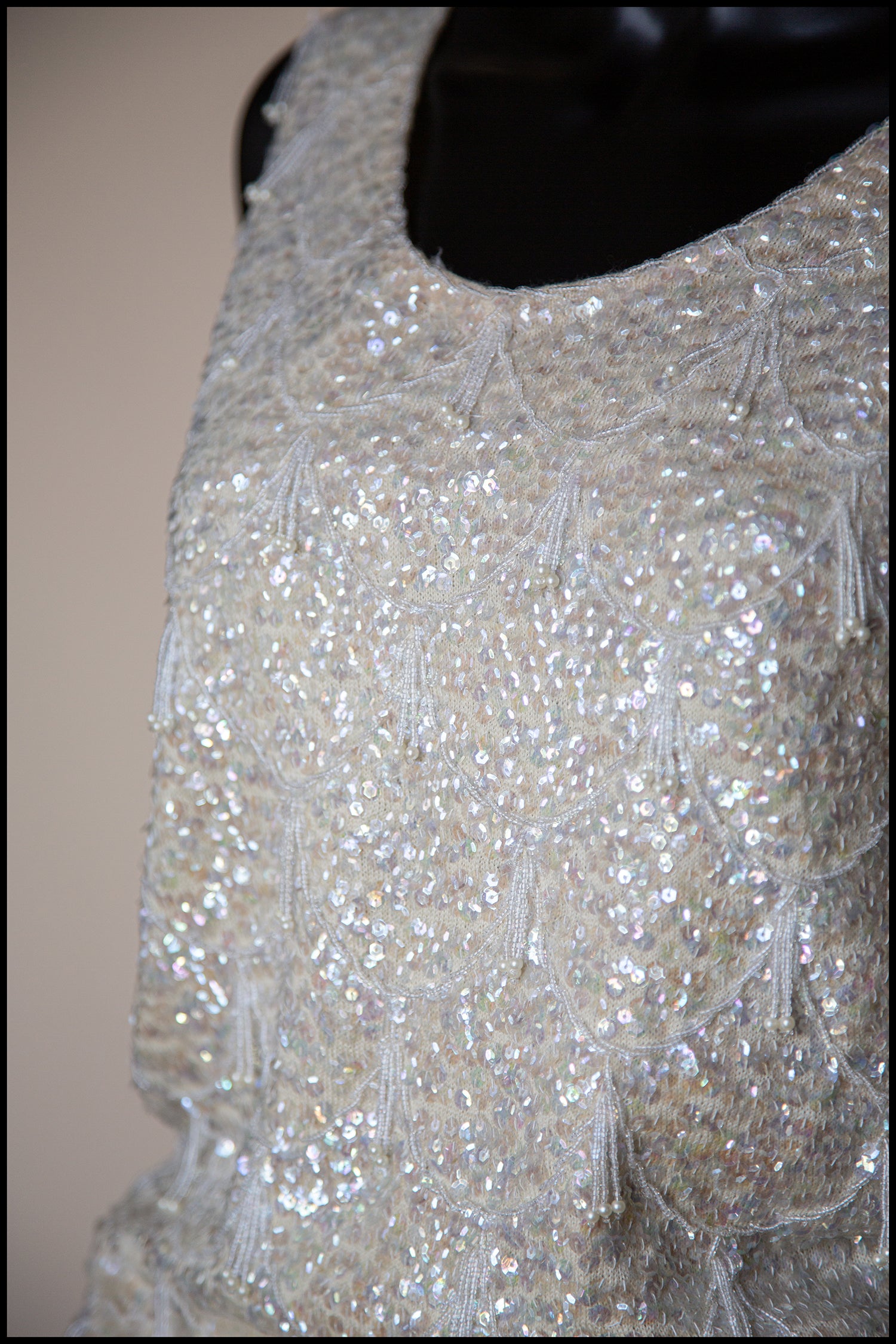 Vintage 1960s Ivory Pearl Beaded Top