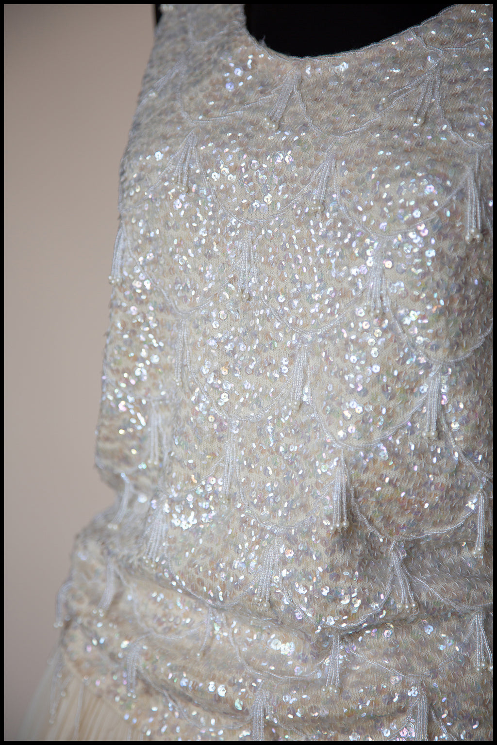 Vintage 1960s Ivory Pearl Beaded Top