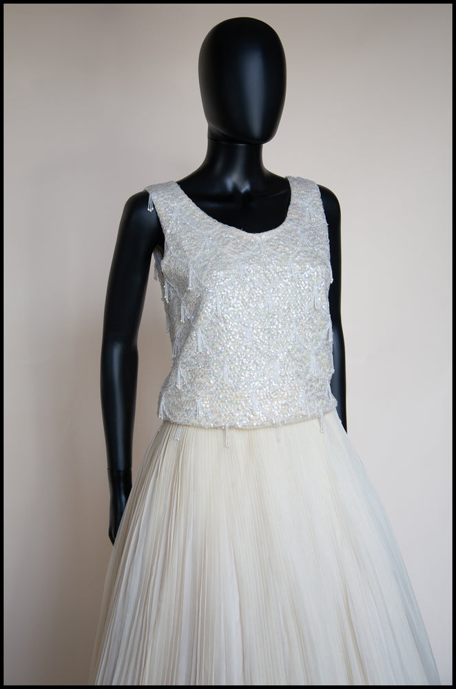 Vintage 1960s Ivory Pearl Beaded Top
