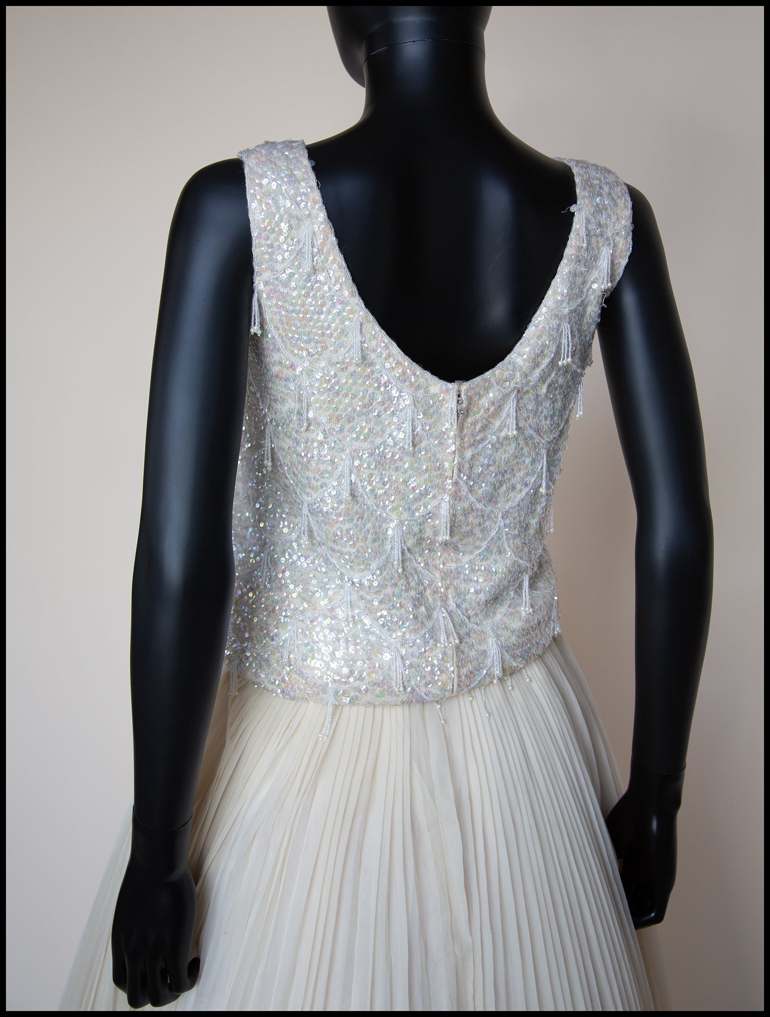 Vintage 1960s Ivory Pearl Beaded Top