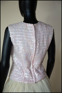Vintage 1950s Pink Iridescent Sequin Top