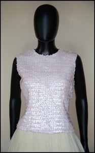 Vintage 1950s Pink Iridescent Sequin Top