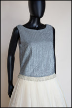 Vintage 1960s Beaded Silver Lame Top