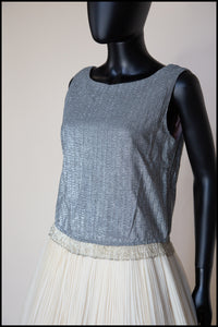 Vintage 1960s Beaded Silver Lame Top