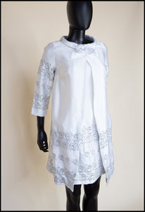 Original Vintage 1960s White Satin Mini Dress and Coat