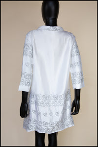Original Vintage 1960s White Satin Mini Dress and Coat