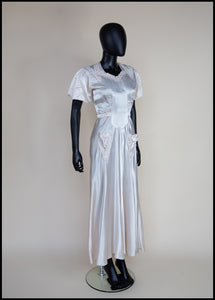Vintage 1930s Cream Slipper Satin Dress