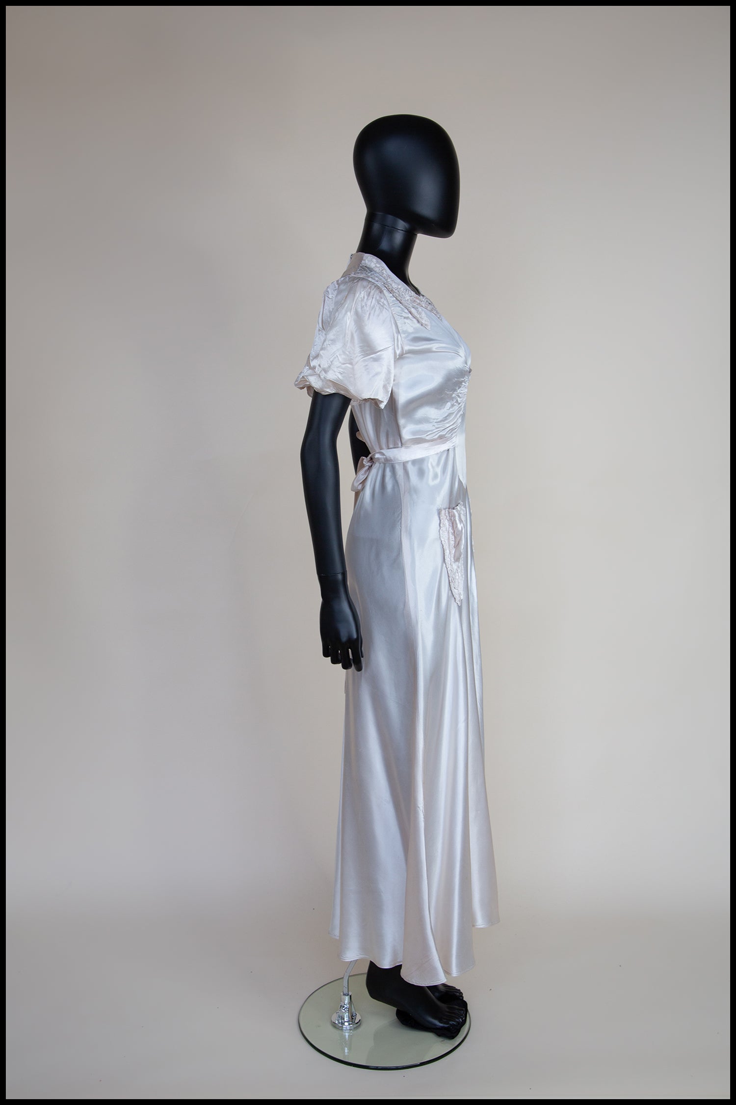 Vintage 1930s Cream Slipper Satin Dress