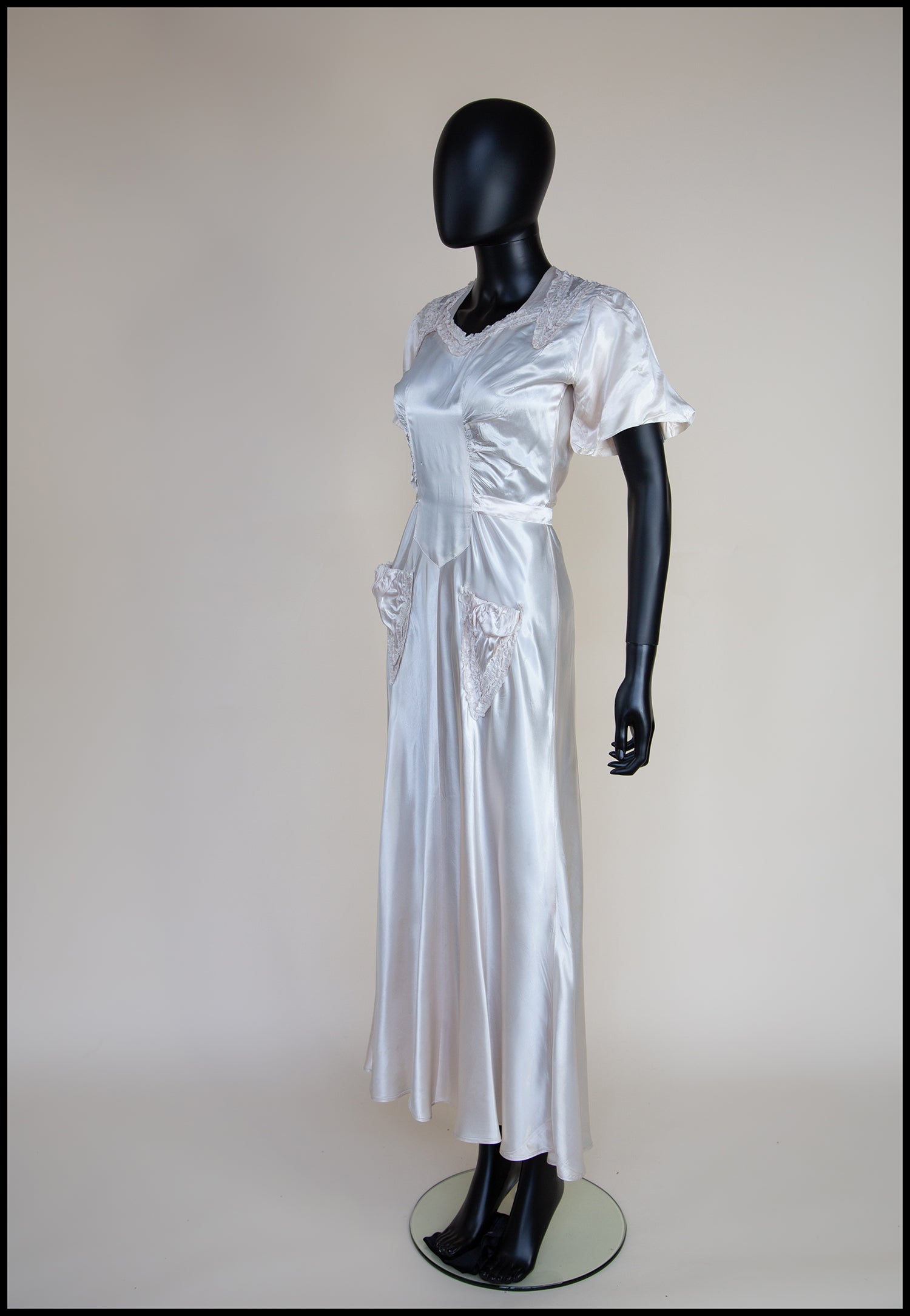 Vintage 1930s Cream Slipper Satin Dress