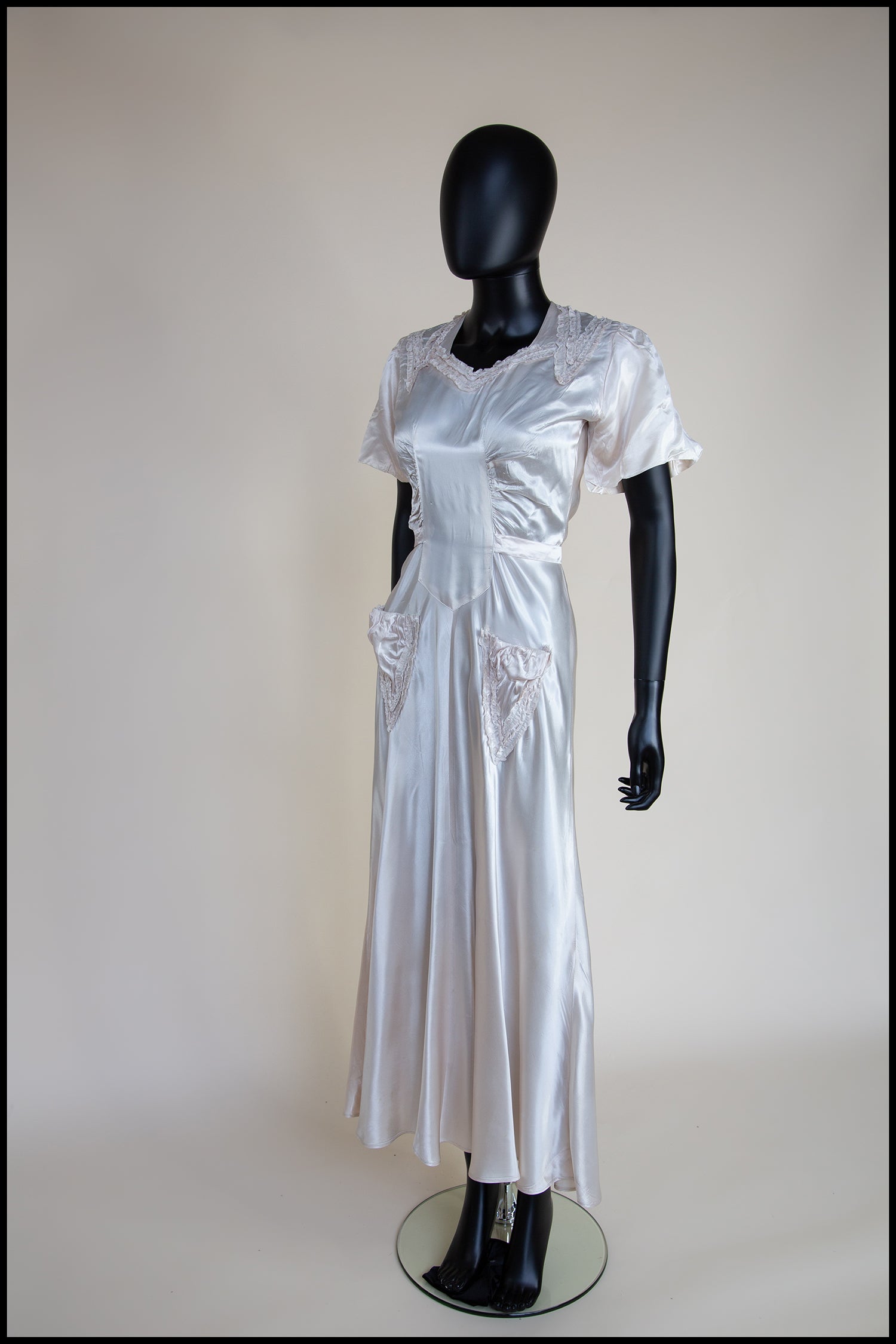 Vintage 1930s Cream Slipper Satin Dress