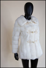 RESERVED Vintage 1960s Ivory Faux Fur Coat (as is)