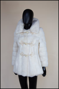 RESERVED Vintage 1960s Ivory Faux Fur Coat (as is)
