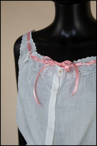 Vintage 1910s Edwardian White Cotton Camisole