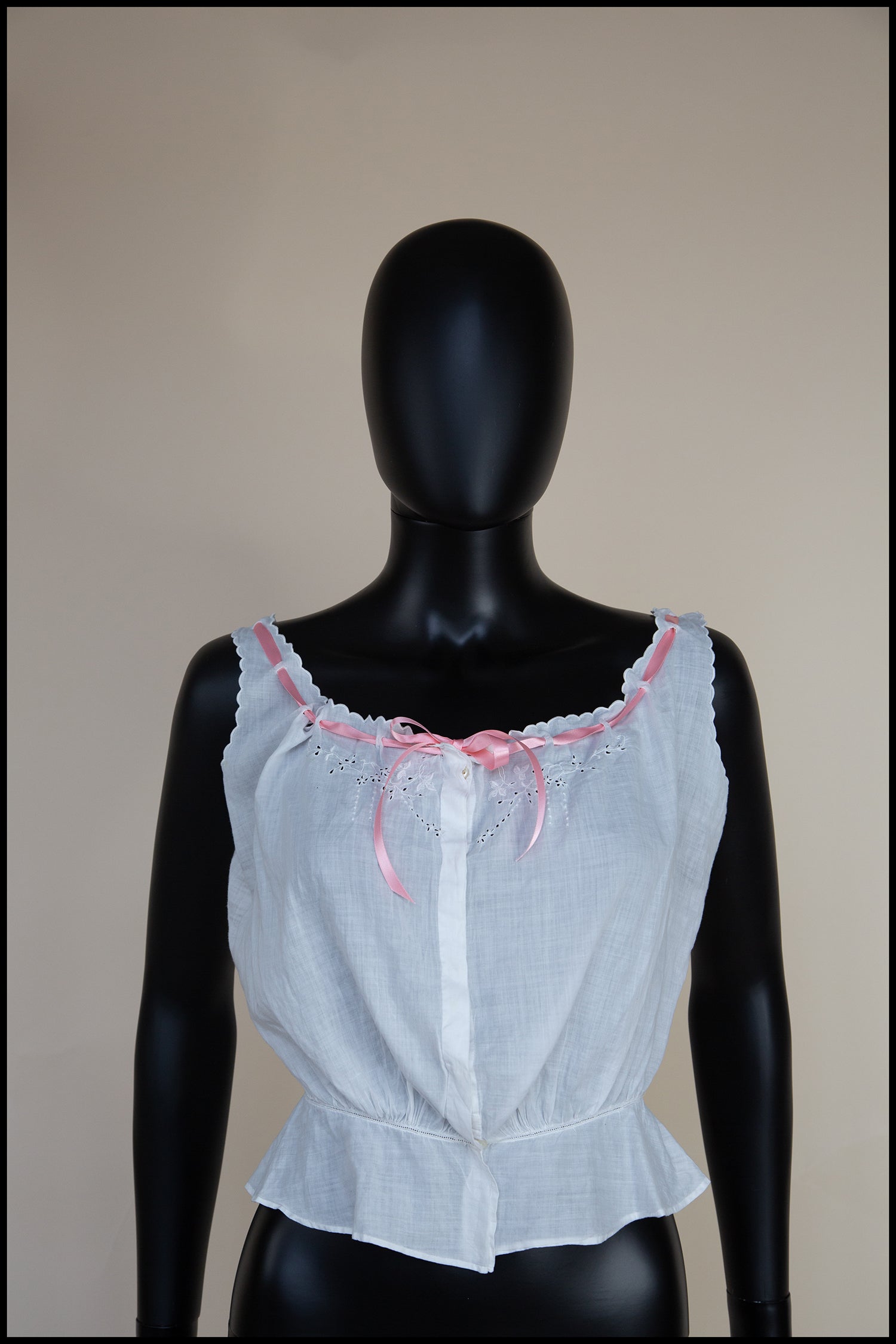 Vintage 1910s Edwardian White Cotton Camisole
