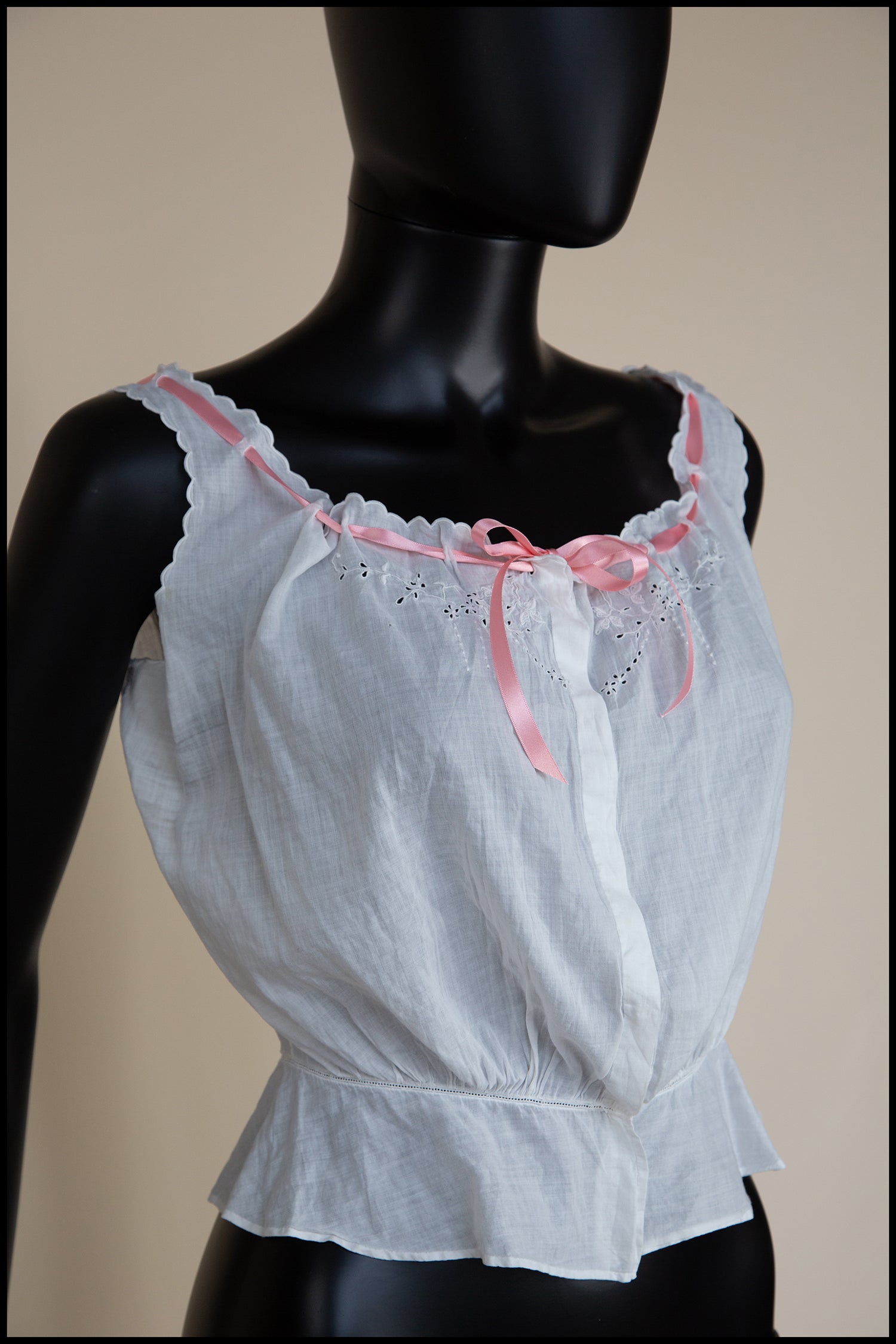 Vintage 1910s Edwardian White Cotton Camisole
