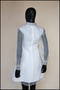 Vintage 1960s Ivory Organza Mini Dress