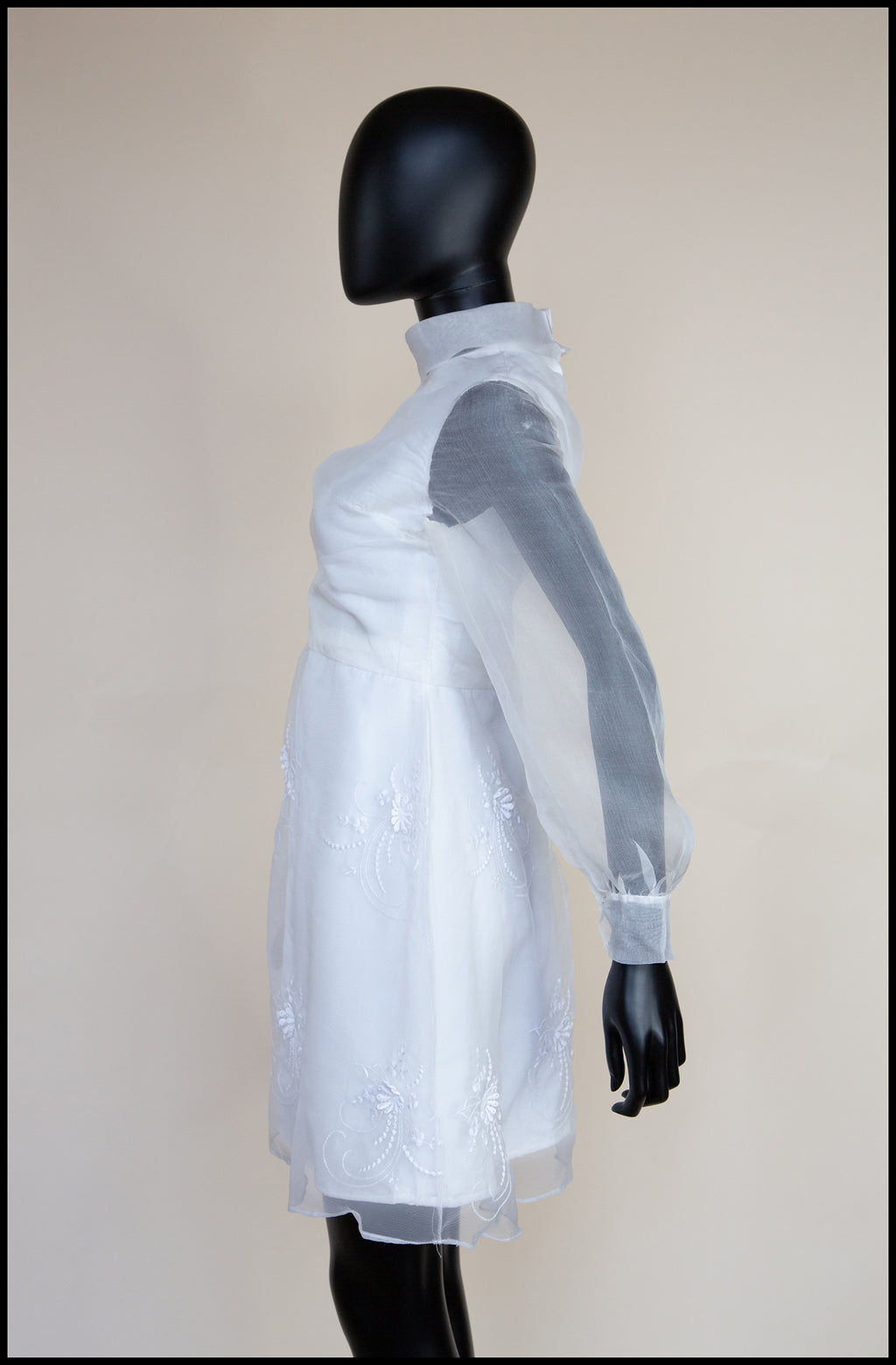 Vintage 1960s Ivory Organza Mini Dress