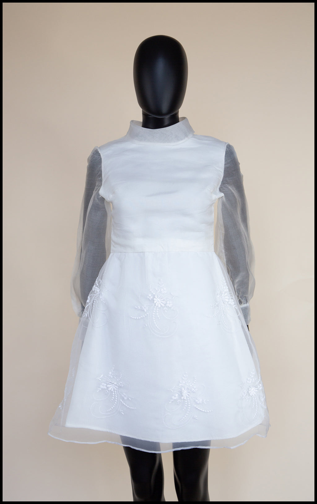 Vintage 1960s Ivory Organza Mini Dress