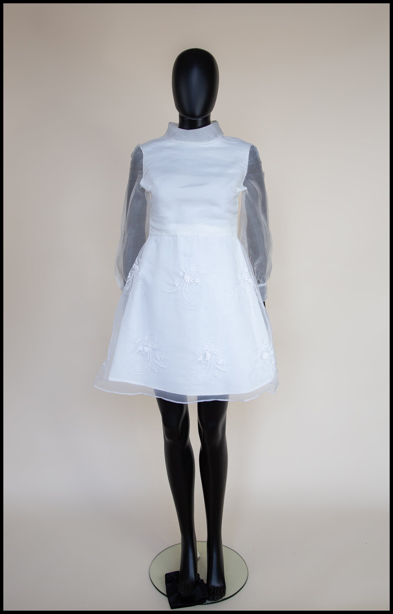 Vintage 1960s Ivory Organza Mini Dress