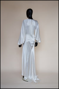 Vintage 1930s Silk Satin Crepe Ivory Gown