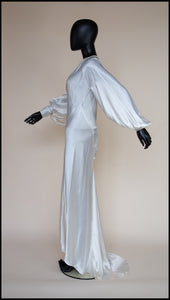 Vintage 1930s Silk Satin Crepe Ivory Gown