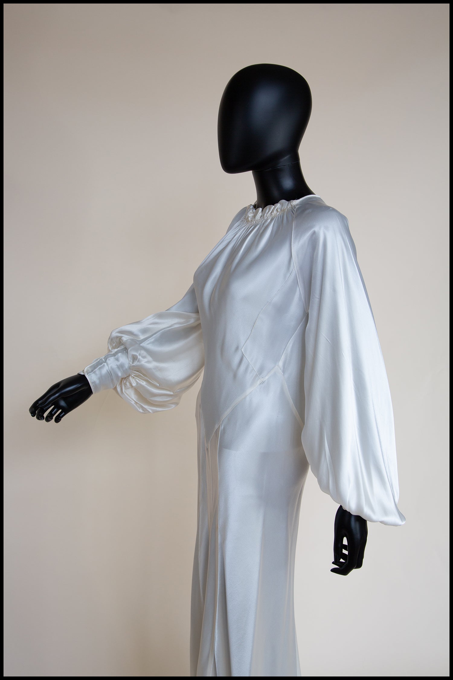 Vintage 1930s Silk Satin Crepe Ivory Gown