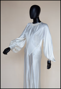 Vintage 1930s Silk Satin Crepe Ivory Gown