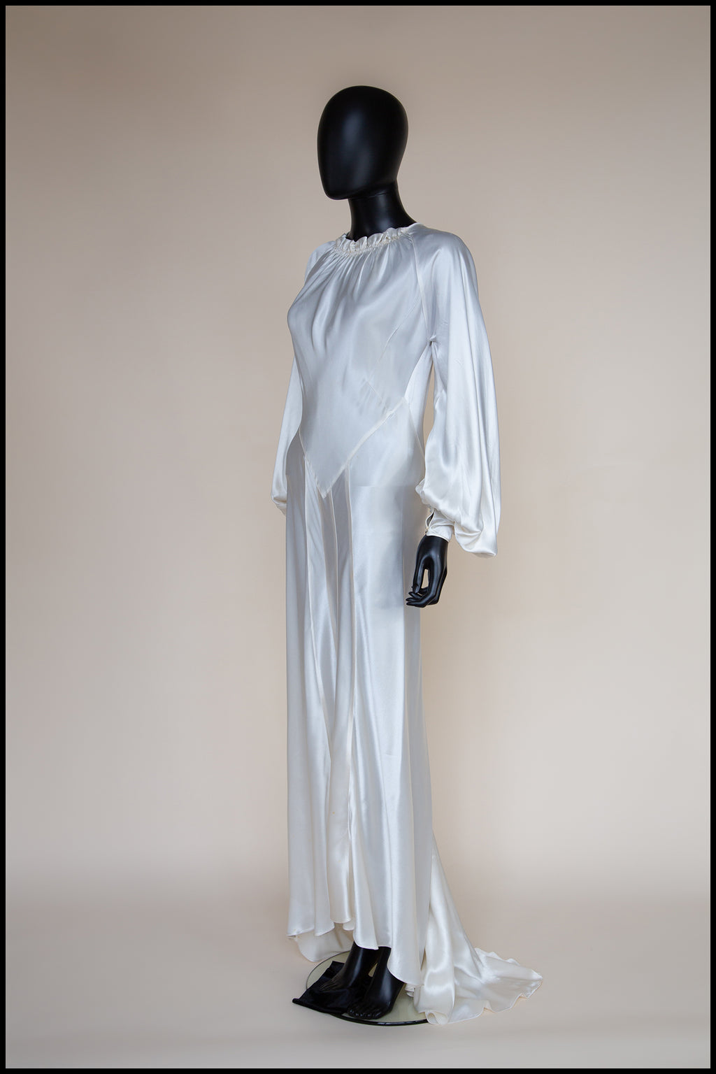 Vintage 1930s Silk Satin Crepe Ivory Gown