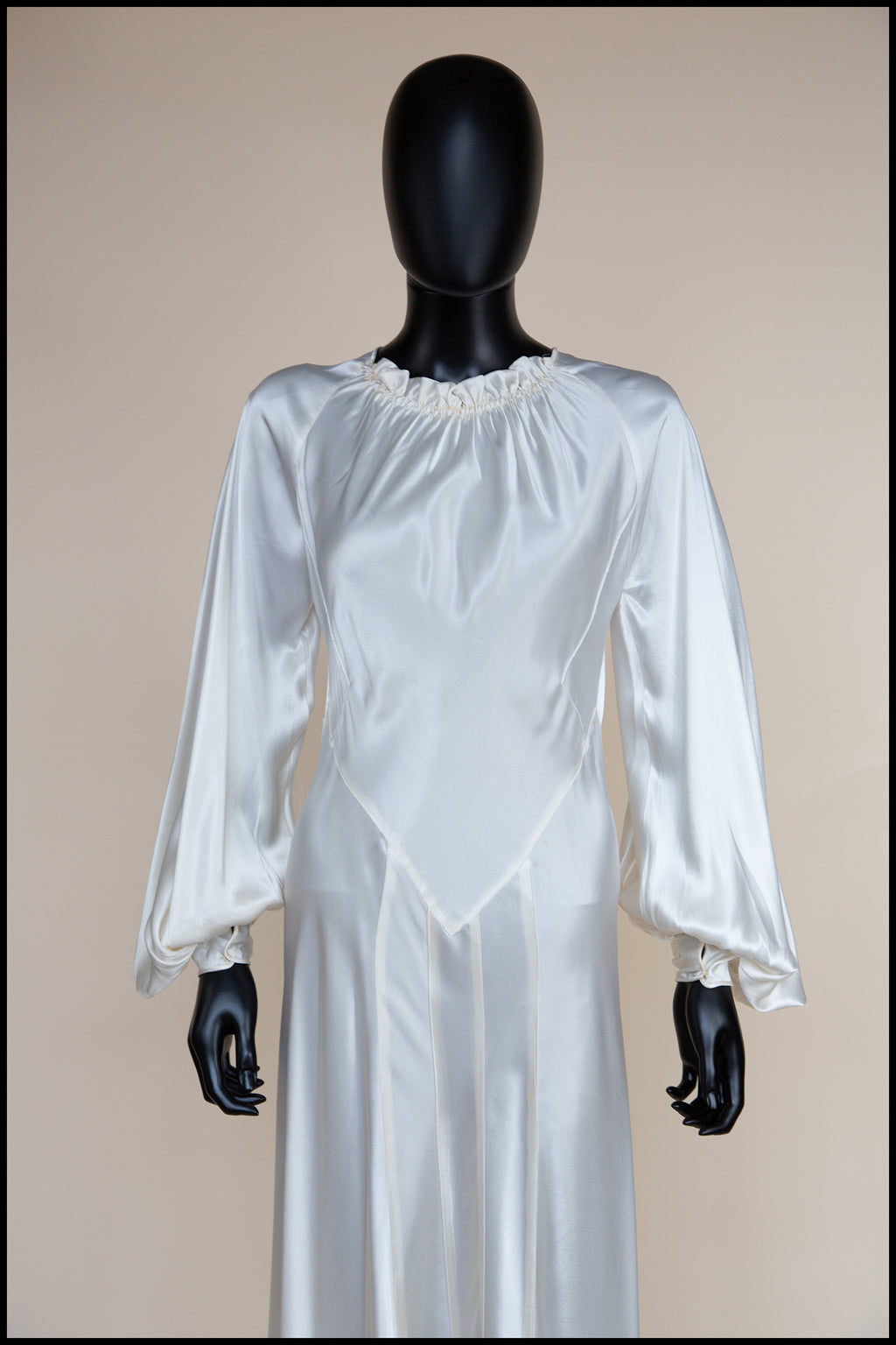 Vintage 1930s Silk Satin Crepe Ivory Gown