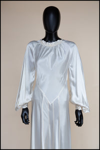 Vintage 1930s Silk Satin Crepe Ivory Gown