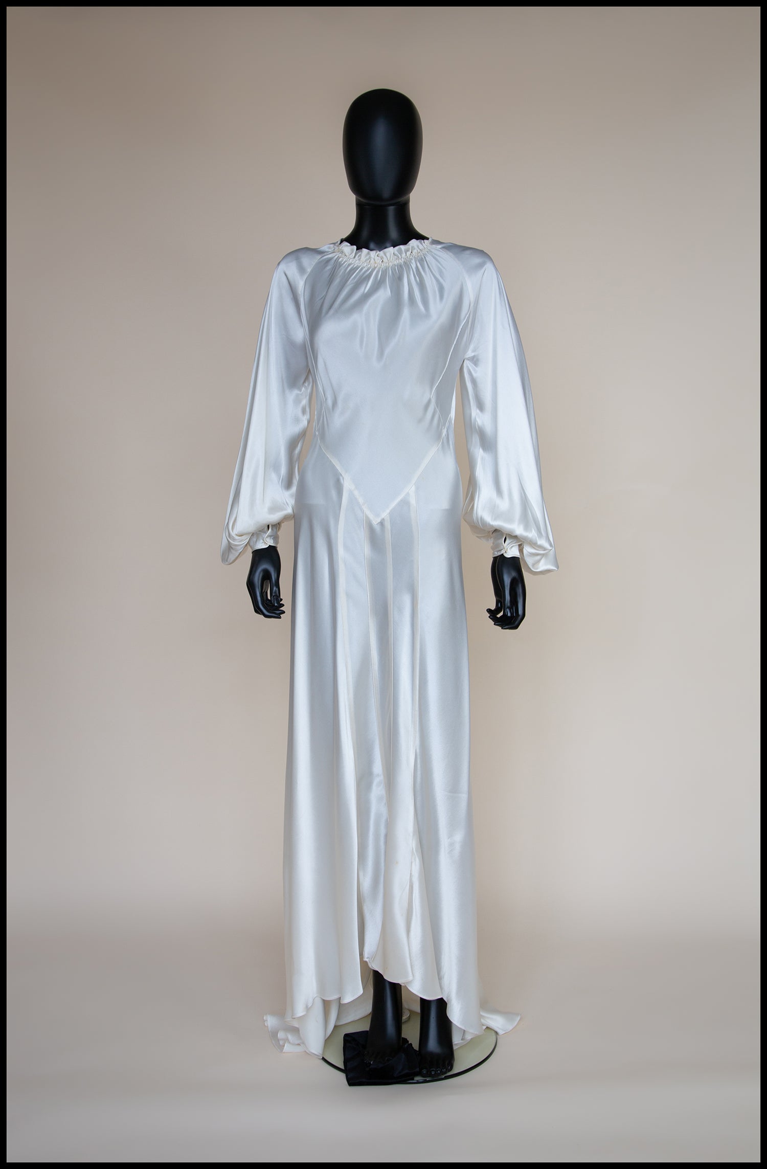 Vintage 1930s Silk Satin Crepe Ivory Gown