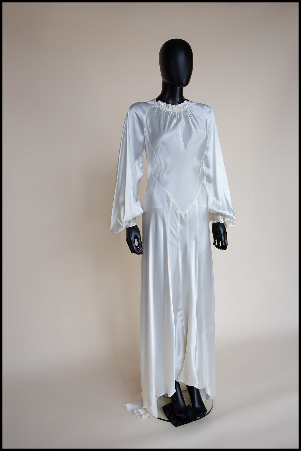 Vintage 1930s Silk Satin Crepe Ivory Gown