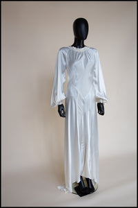 Vintage 1930s Silk Satin Crepe Ivory Gown