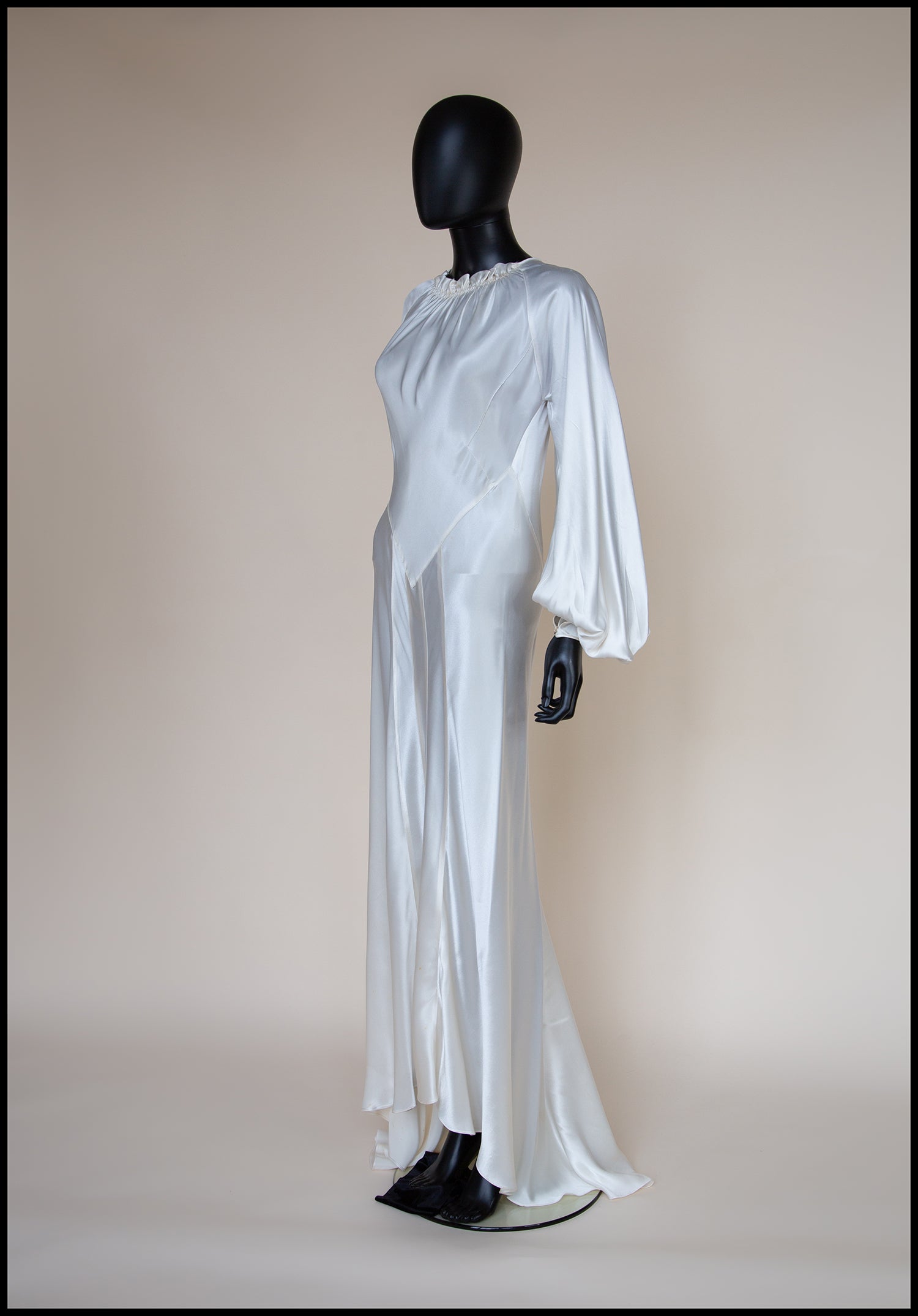 Vintage 1930s Silk Satin Crepe Ivory Gown