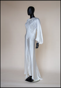 Vintage 1930s Silk Satin Crepe Ivory Gown