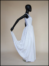 Vintage 1970s Ivory Moiré Taffeta Backless Gown