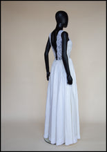 Vintage 1970s Ivory Moiré Taffeta Backless Gown