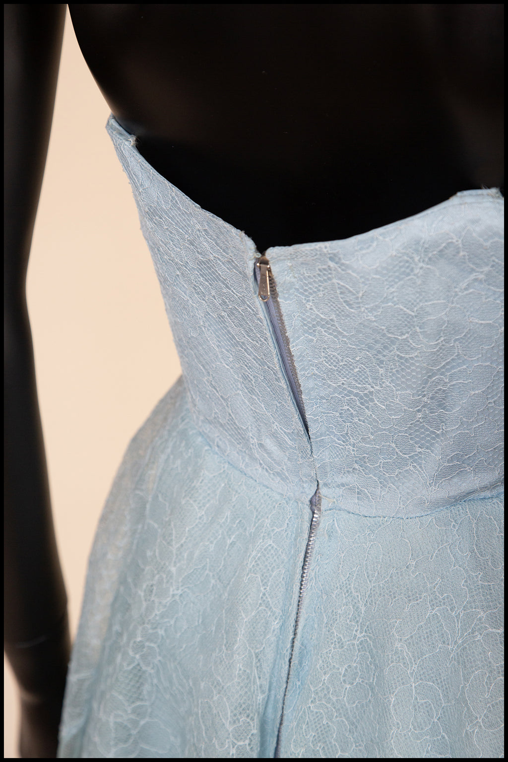 Vintage 1950s Blue Tulle Lace Gown