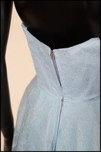Vintage 1950s Blue Tulle Lace Gown