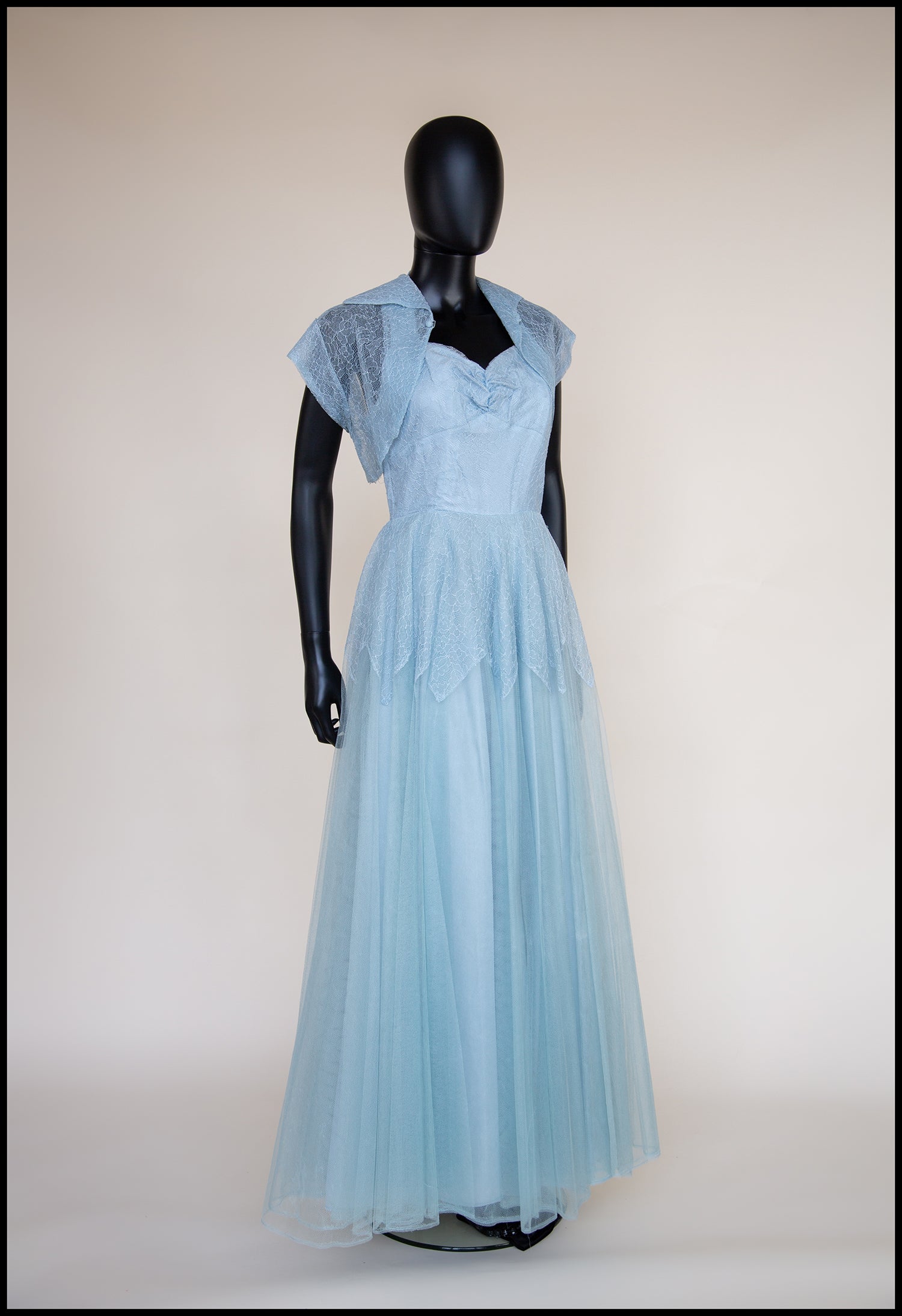 Vintage 1950s Blue Tulle Lace Gown ALEXANDRA-KING Vintage 1950s Blue Tulle Lace Gown ALEXANDRA-KING